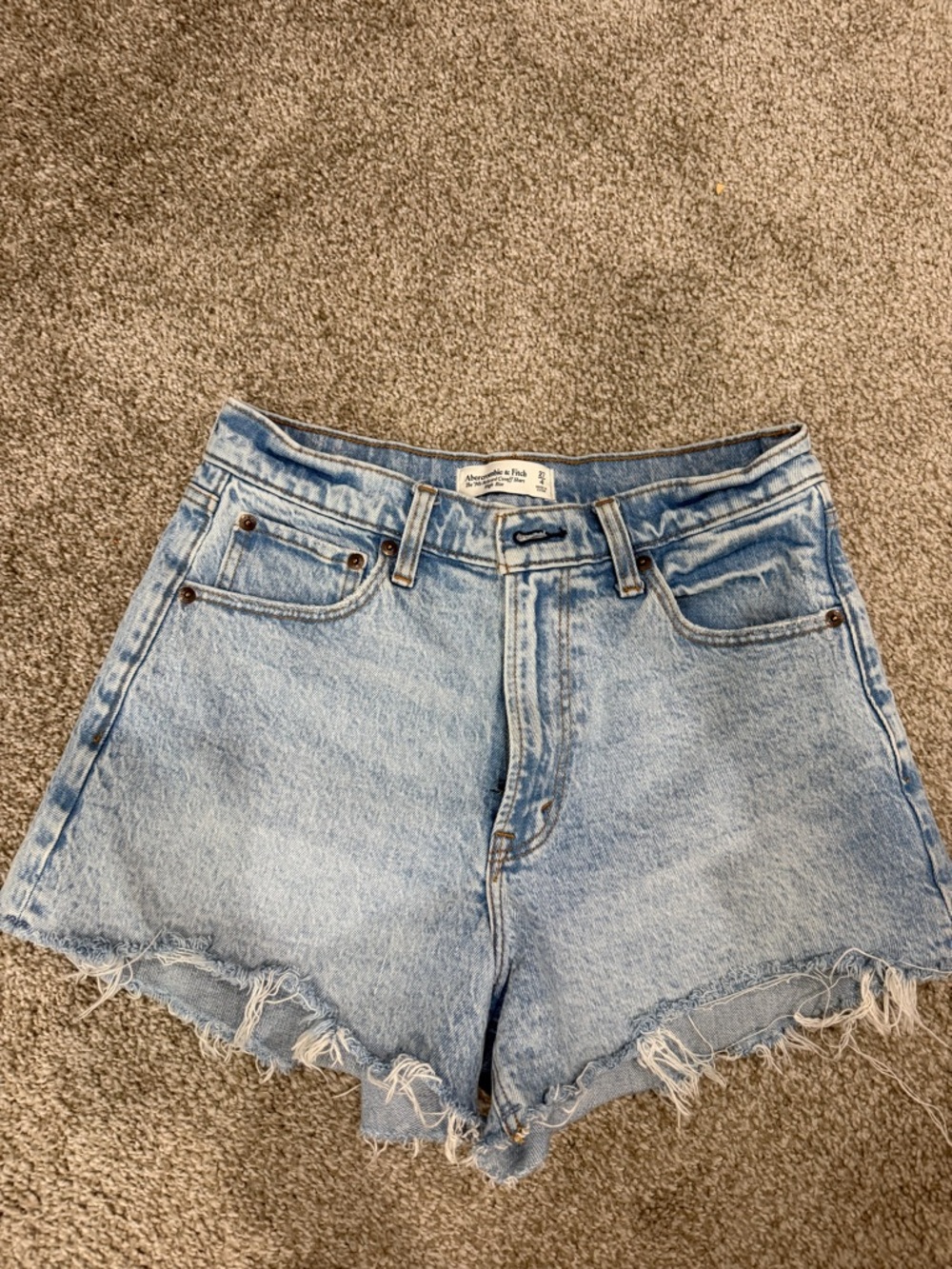 Abercrombie & Fitch Light Wash Denim High-Rise Shorts